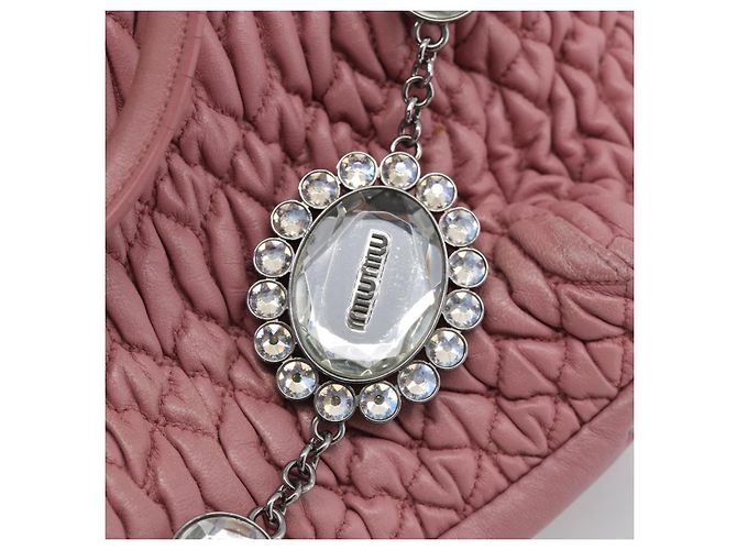 Miu Miu Sac à épaule Matelassé Cuir Rose Argent - vue 18