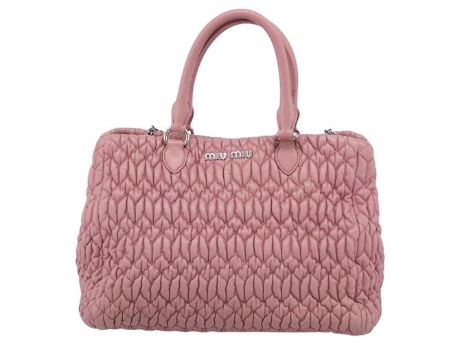 Miu Miu Sac à épaule Matelassé Cuir Rose Argent - vue 2