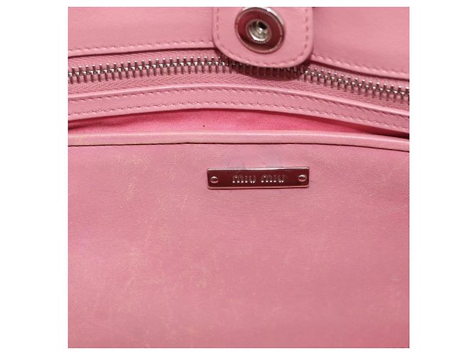 Miu Miu Sac à épaule Matelassé Cuir Rose Argent - vue 20