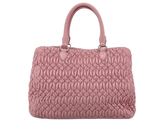 Miu Miu Sac à épaule Matelassé Cuir Rose Argent - vue 3