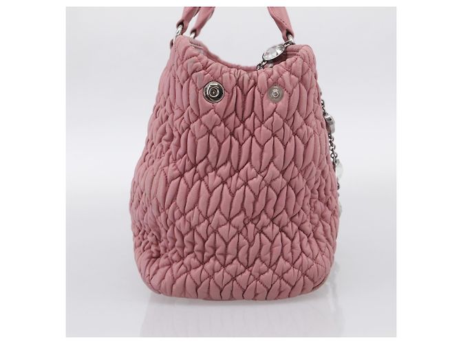 Miu Miu Sac à épaule Matelassé Cuir Rose Argent - vue 4
