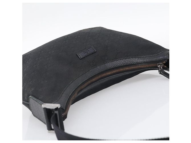 GUCCI GG Canvas Shoulder Bag Black Silver 181092 - view 6
