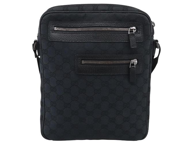 GUCCI GG Canvas Shoulder Bag Black Silver 92551 - vista 2
