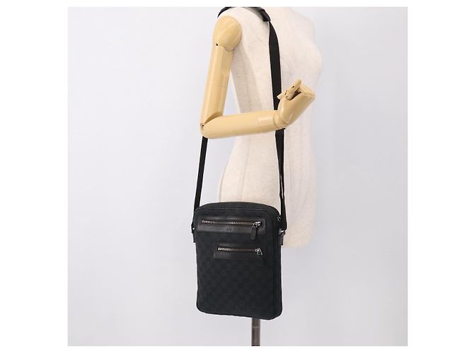 GUCCI GG Canvas Shoulder Bag Black Silver 92551 - vista 26