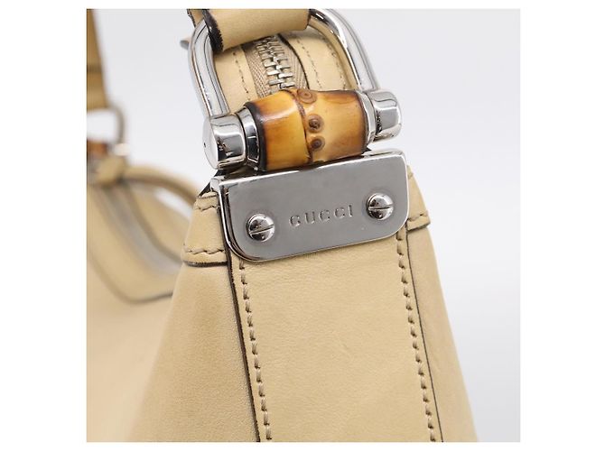 GUCCI Bamboo Shoulder Bag Leather Beige Silver - vista 18