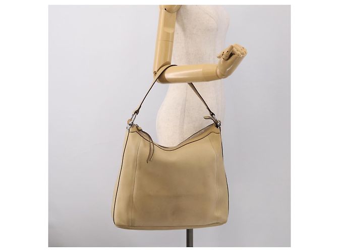 GUCCI Bamboo Shoulder Bag Leather Beige Silver - vista 24