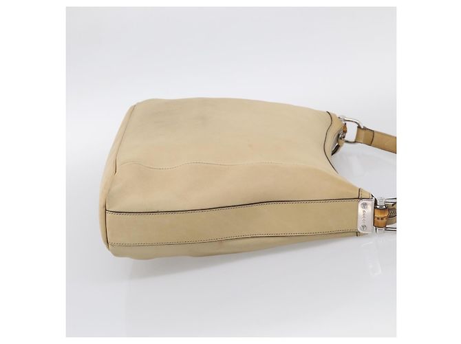 GUCCI Bamboo Shoulder Bag Leather Beige Silver - vista 4
