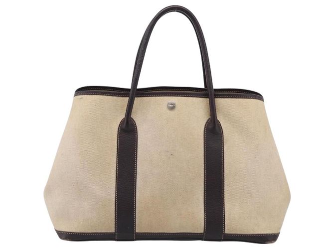 Hermès HERMES Sac à main Garden Party Canvas Beige Silver - vue 2
