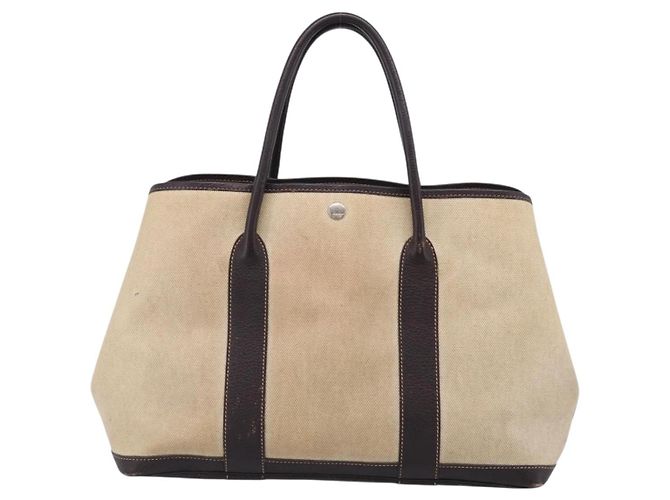 Hermès HERMES Sac à main Garden Party Canvas Beige Silver - vue 3