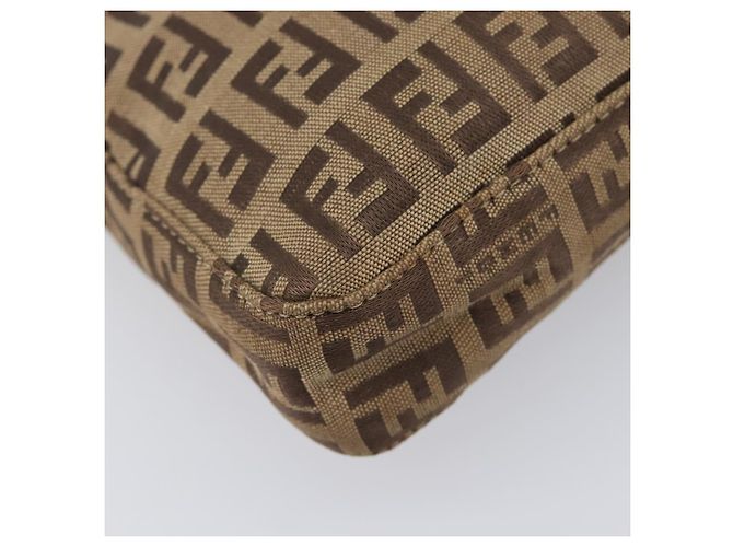FENDI Zucchino Canvas Mamma Baguette Hand Bag Brown Silver - vista 14