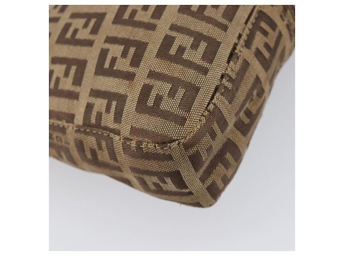 FENDI Zucchino Canvas Mamma Baguette Hand Bag Brown Silver - vista 16