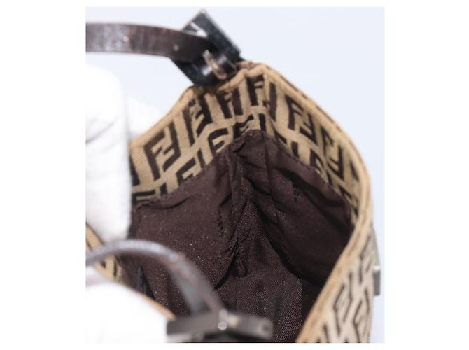 FENDI Zucchino Canvas Mamma Baguette Hand Bag Brown Silver - vista 20