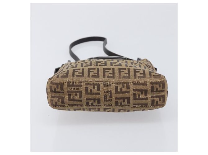 FENDI Zucchino Canvas Mamma Baguette Hand Bag Brown Silver - vista 5
