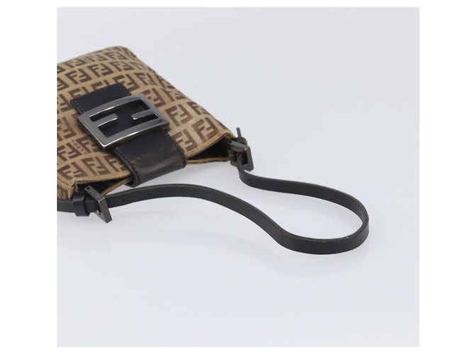 FENDI Zucchino Canvas Mamma Baguette Hand Bag Brown Silver - vista 7