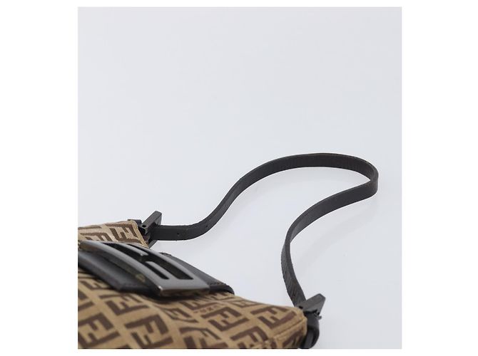 FENDI Zucchino Canvas Mamma Baguette Hand Bag Brown Silver - vista 8