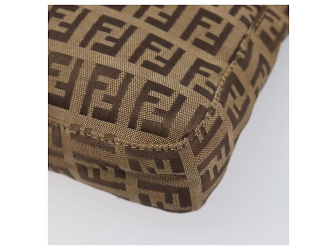 FENDI Zucchino Canvas Mamma Baguette Hand Bag Brown Silver - vista 9
