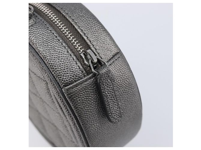 CHANEL Matelasse Chain Shoulder Bag Caviar Skin Gray Silver CC - vista 15