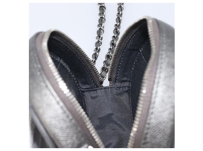CHANEL Matelasse Chain Shoulder Bag Caviar Skin Gray Silver CC - vista 20