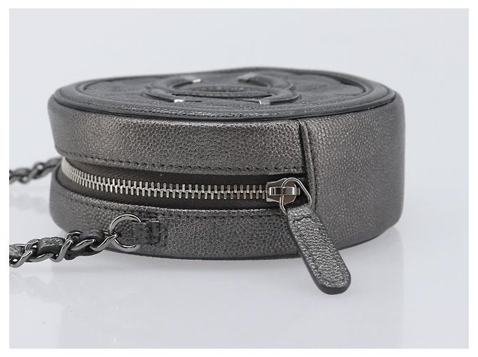 CHANEL Matelasse Chain Shoulder Bag Caviar Skin Gray Silver CC - vista 5