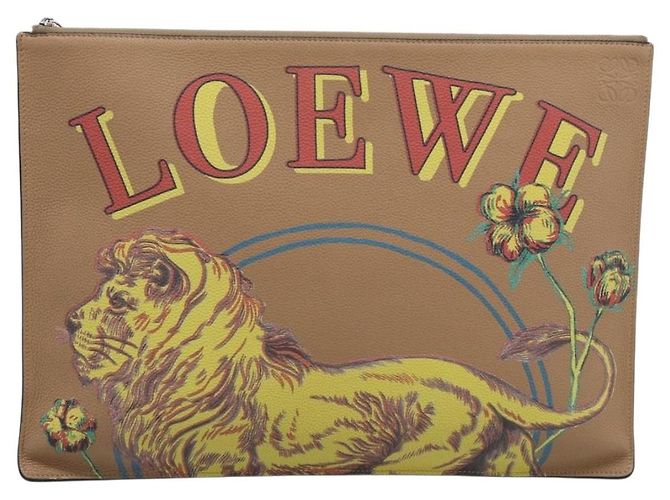 LOEWE Pochette en cuir marron argenté - vue 13