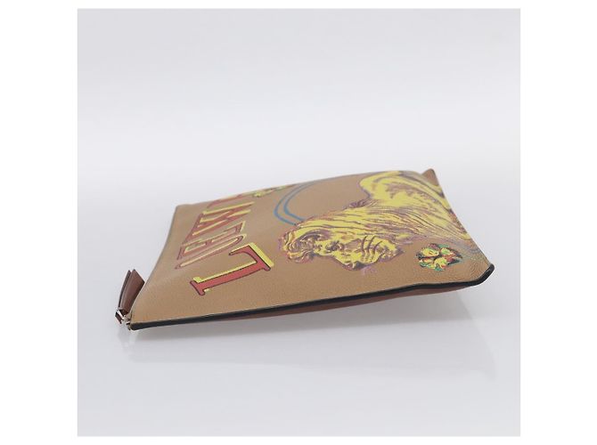 LOEWE Pochette en cuir marron argenté - vue 3