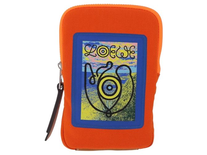 LOEWE Irohebe Nature Neck Pouch Shoulder Bag Canvas Blue Silver - vista 13