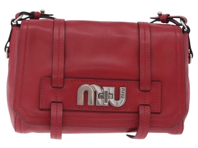 Miu Miu Shoulder Bag Leather Red Silver - vista 13