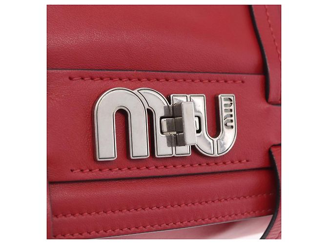 Miu Miu Shoulder Bag Leather Red Silver - vista 19