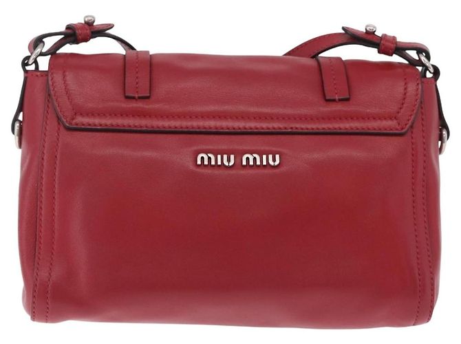 Miu Miu Shoulder Bag Leather Red Silver - vista 2