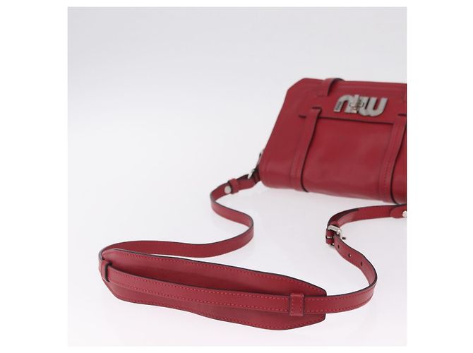 Miu Miu Shoulder Bag Leather Red Silver - vista 7