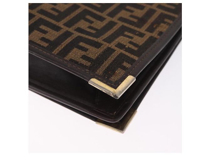 FENDI Zucca Canvas Shoulder Bag Brown Black - view 16