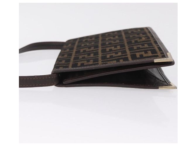 FENDI Zucca Canvas Shoulder Bag Brown Black - view 5