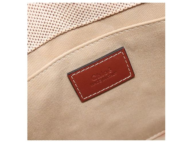 Chloé Chloe Woody Small Hand Bag Canvas Beige Brown - vista 19