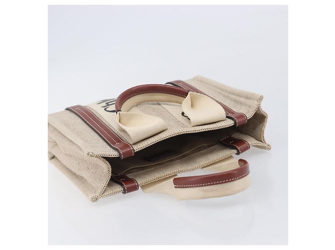Chloé Chloe Woody Small Hand Bag Canvas Beige Brown - vista 6