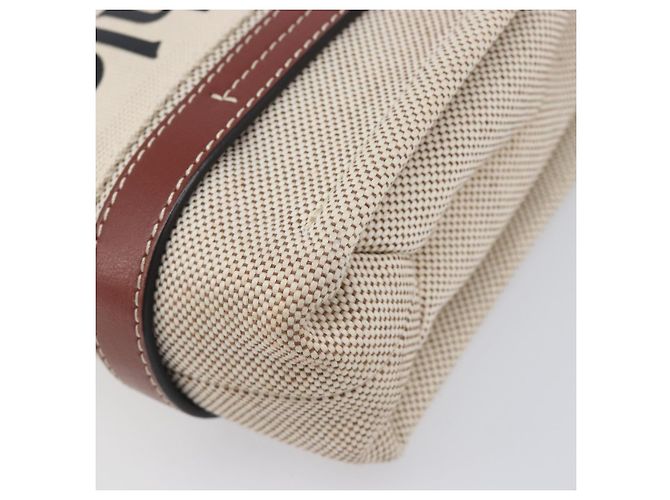 Chloé Chloe Woody Small Hand Bag Canvas Beige Brown - vista 9