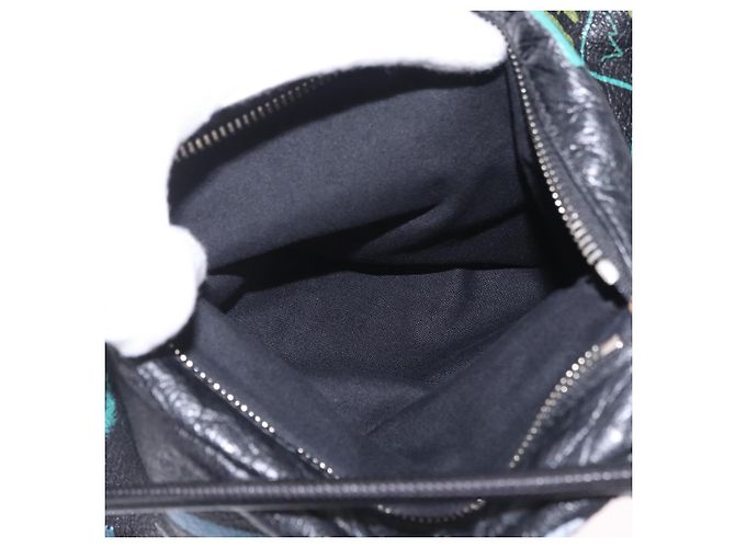 Balenciaga Graffiti Bazaar Drawstring Bag Leather Black 581779 - vista 24