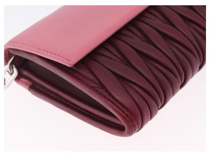 Miu Miu Matelasse Chain Wallet Leather Pink Silver - vista 13