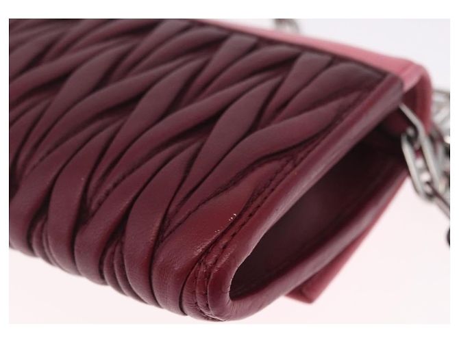 Miu Miu Matelasse Chain Wallet Leather Pink Silver - vista 16