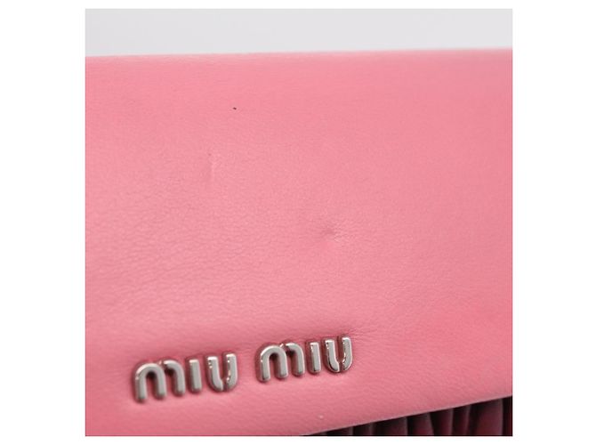 Miu Miu Matelasse Chain Wallet Leather Pink Silver - vista 18