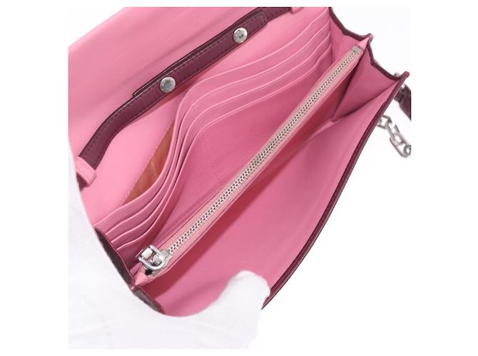 Miu Miu Matelasse Chain Wallet Leather Pink Silver - vista 21
