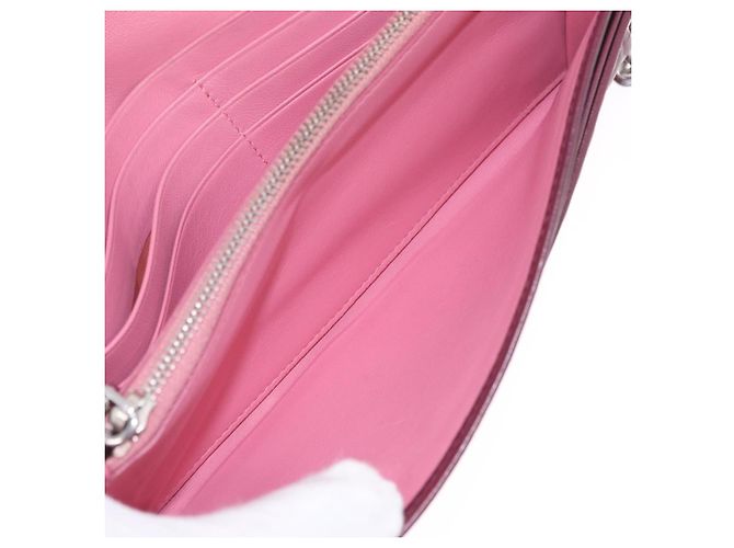 Miu Miu Matelasse Chain Wallet Leather Pink Silver - vista 24