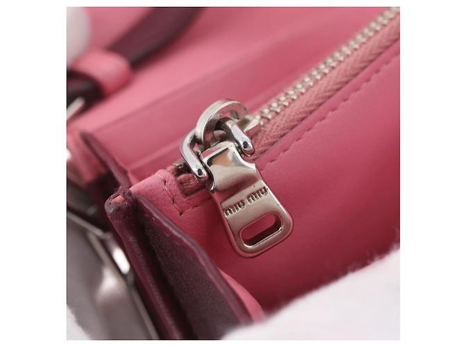 Miu Miu Matelasse Chain Wallet Leather Pink Silver - vista 25