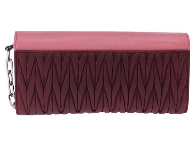 Miu Miu Matelasse Chain Wallet Leather Pink Silver - vista 3