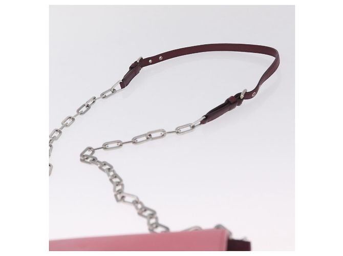 Miu Miu Matelasse Chain Wallet Leather Pink Silver - vista 8