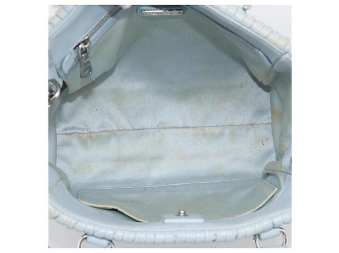 Miu Miu Matelasse Hand Bag Leather 2way Light Blue Silver - vista 11
