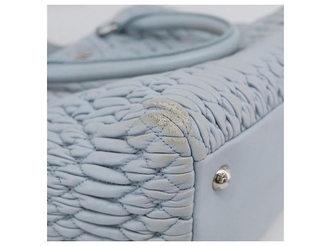 Miu Miu Matelasse Hand Bag Leather 2way Light Blue Silver - vista 19