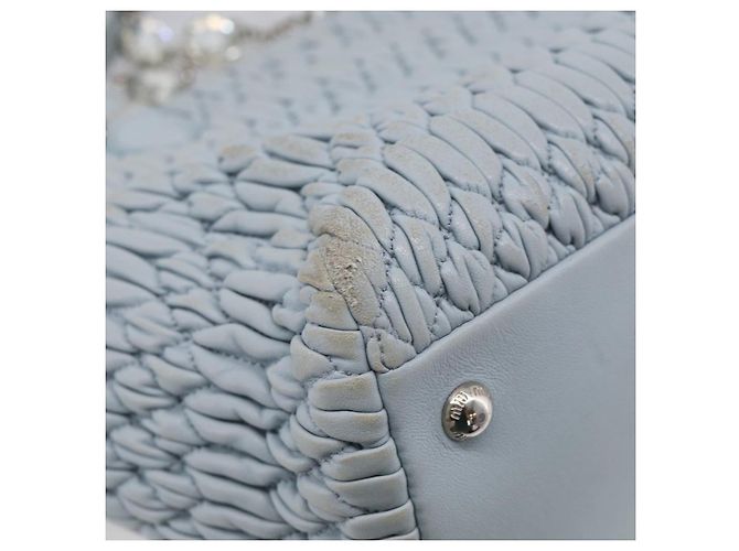 Miu Miu Matelasse Hand Bag Leather 2way Light Blue Silver - vista 21