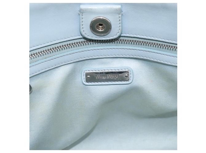 Miu Miu Matelasse Hand Bag Leather 2way Light Blue Silver - vista 22
