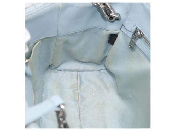 Miu Miu Matelasse Hand Bag Leather 2way Light Blue Silver - vista 23