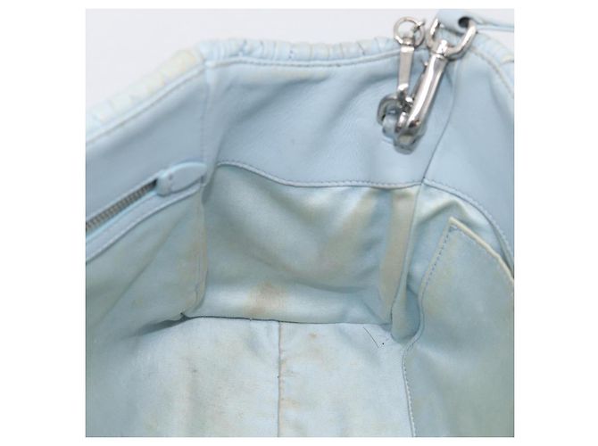 Miu Miu Matelasse Hand Bag Leather 2way Light Blue Silver - vista 24